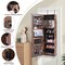 Costway Door Wall Mount Touch Screen LED Light Mirrored Jewelry Cabinet Storage White/Coffee/Black